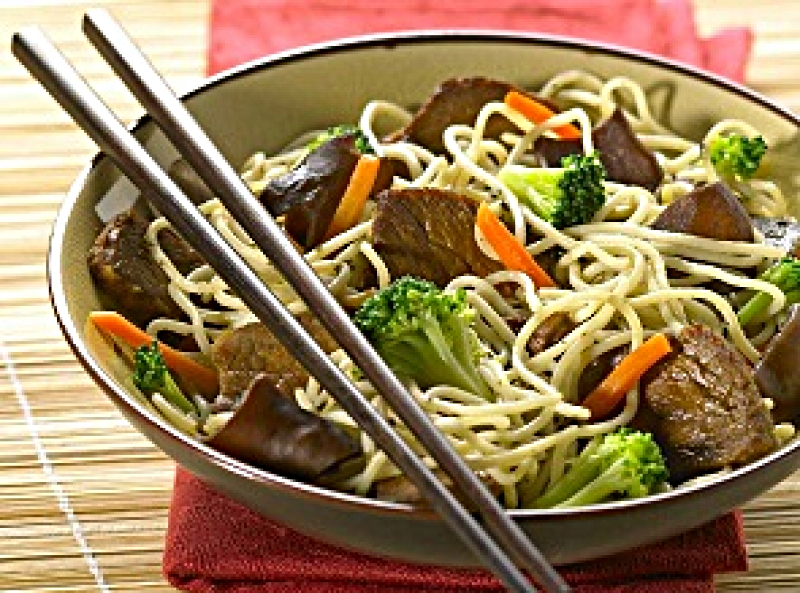 Photo d'ilustration de la recette : Nouilles Chinoises Au Boeuf Et Aux Légumes
